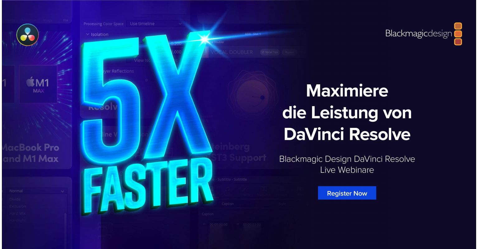 Anmeldung kostenloses DaVinci Resolve Webinar