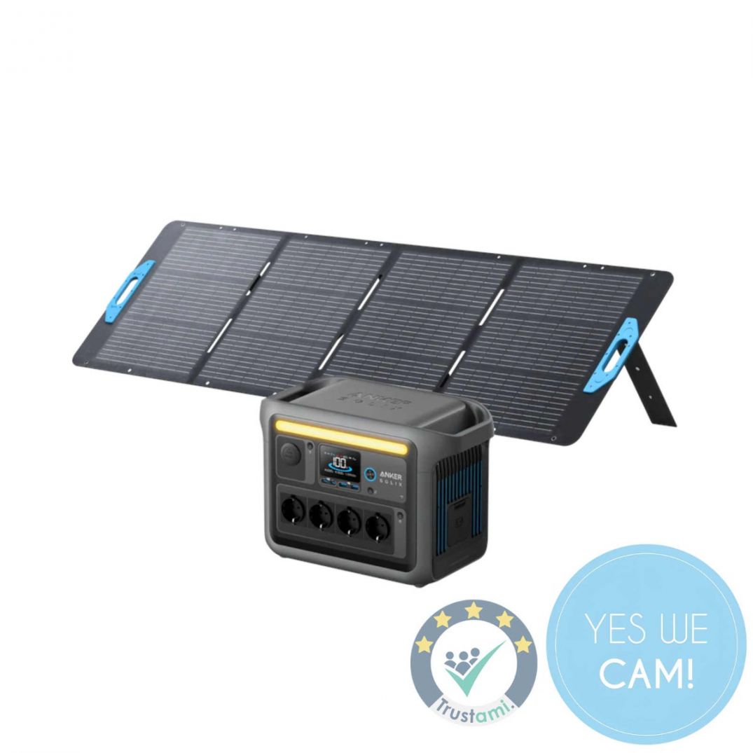 Anker SOLIX C1000 X Powerstation im Setbetrieb mit PS200 Solarpanel zur autarken Stromerzeugung