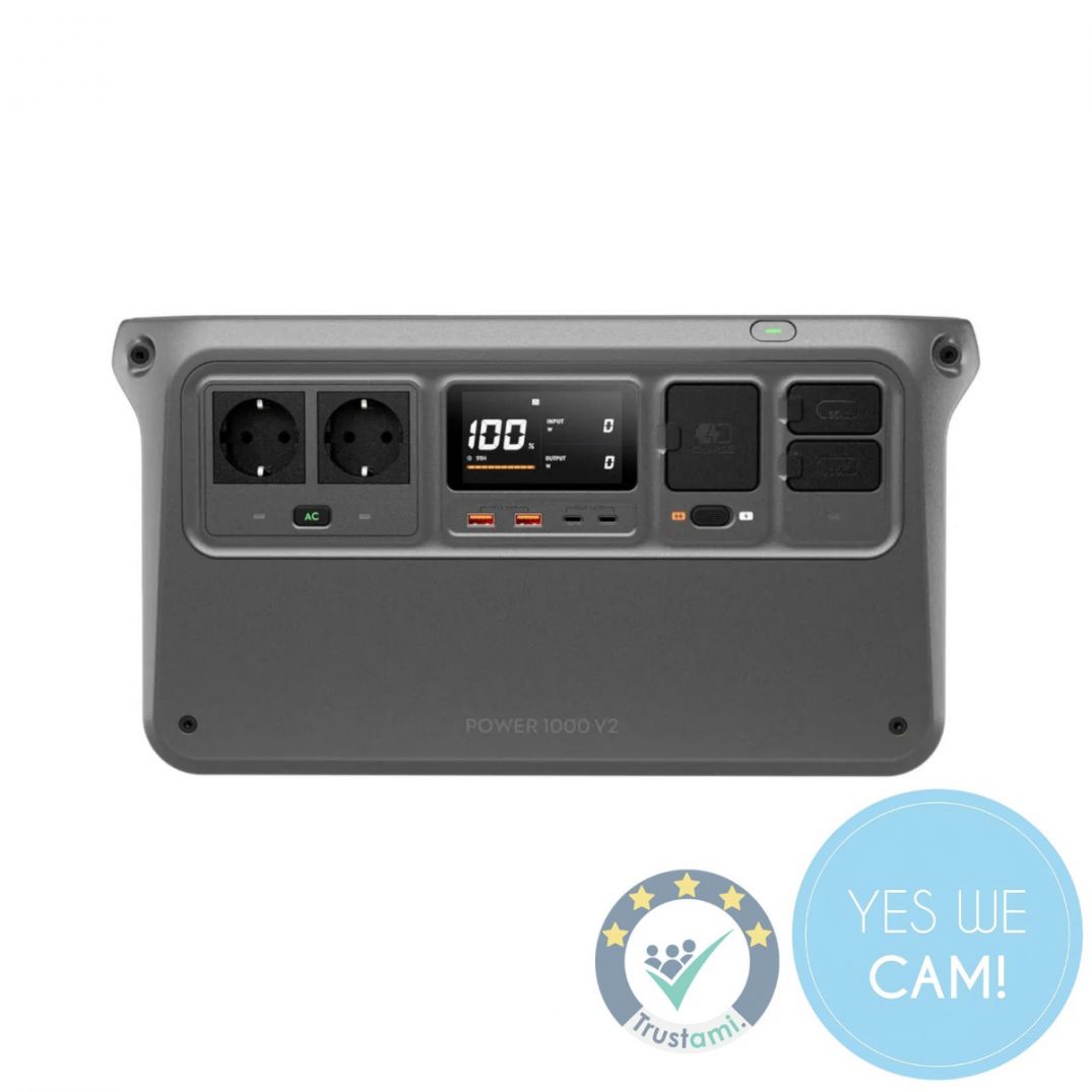 DJI Power 1000 V2 EU mit Anschlüssen in der Frontansicht