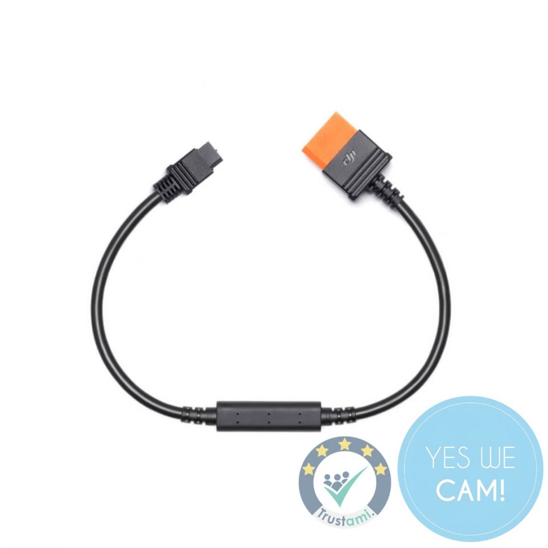 DJI Power SDC für XT60 Netzkabel 12V in kompletter Ansicht mit beiden Anschlüssen