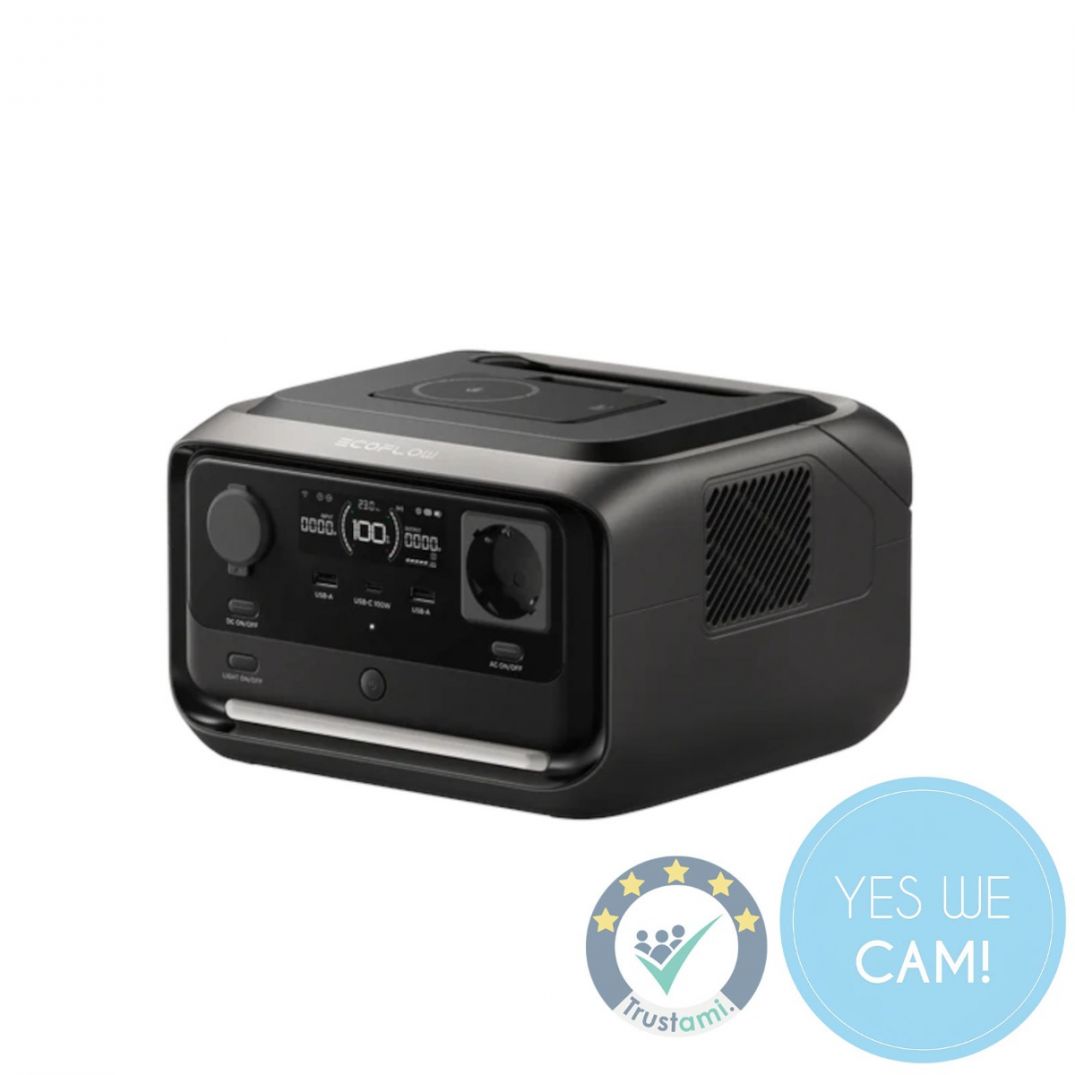 EcoFlow Delta Mini Powerstation Frontansicht mit Display und Anschlüssen