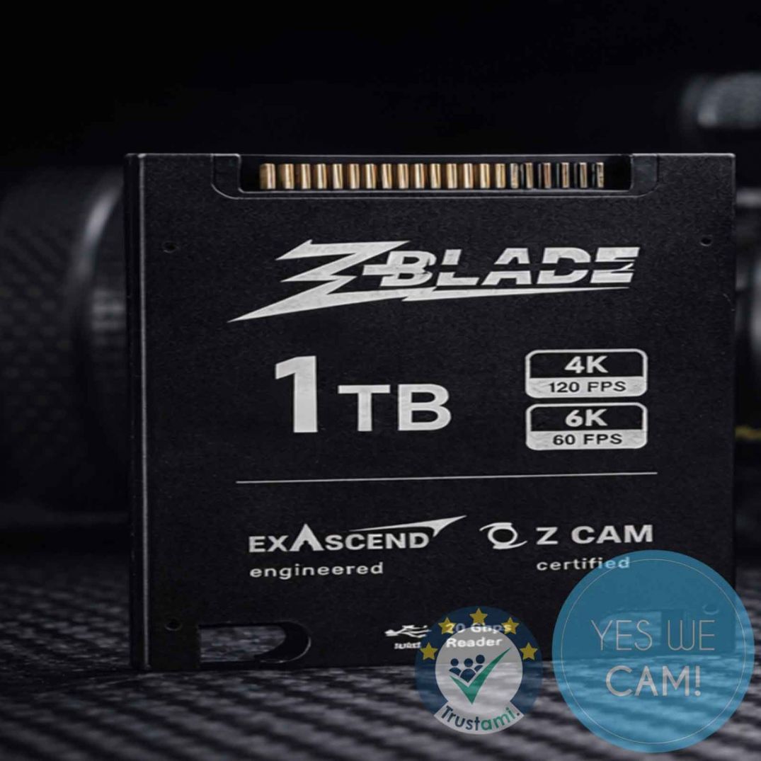 Exascend ZBlade 1TB SSD wird in die Z CAM E2-F6 Pro eingesetzt.