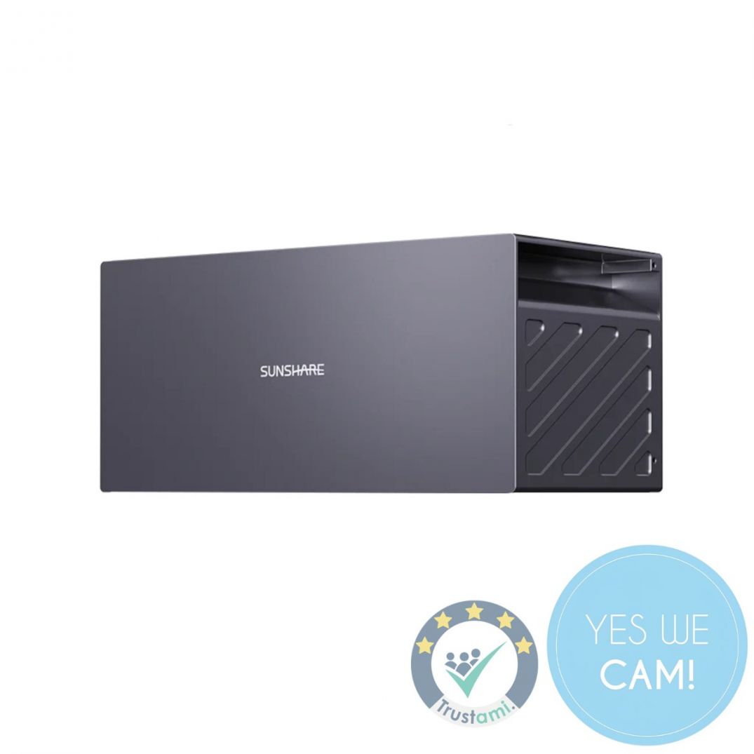 Sunshare Glory 1526Wh Expansion Battery als stapelbares Speichersystem mit mehreren Erweiterungsbatterien vor dunklem Hintergrund