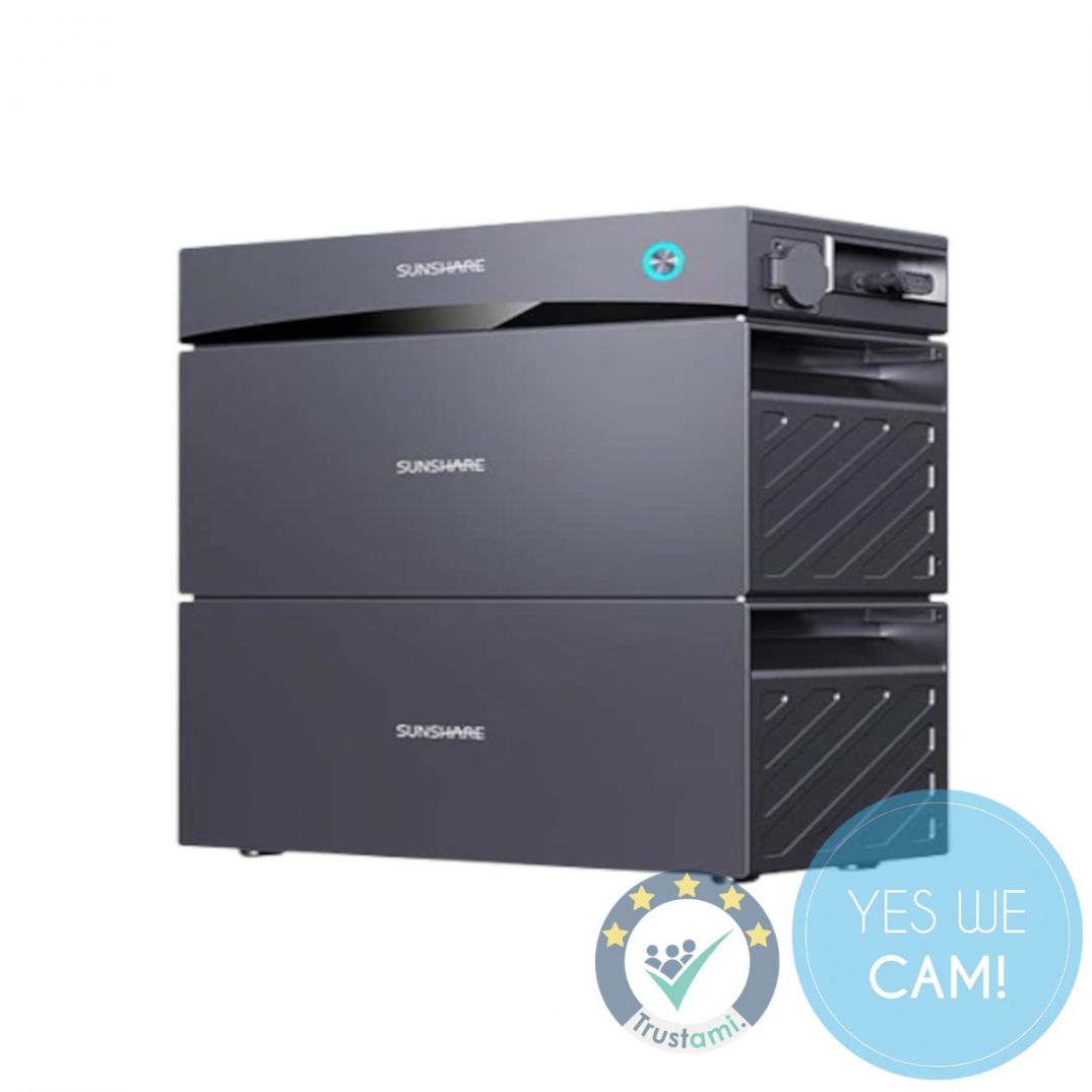 Sunshare GLORY 2035Wh Energiespeicher mit Glory 2 kWh Battery Pack und integriertem Hybrid Inverter Frontansicht