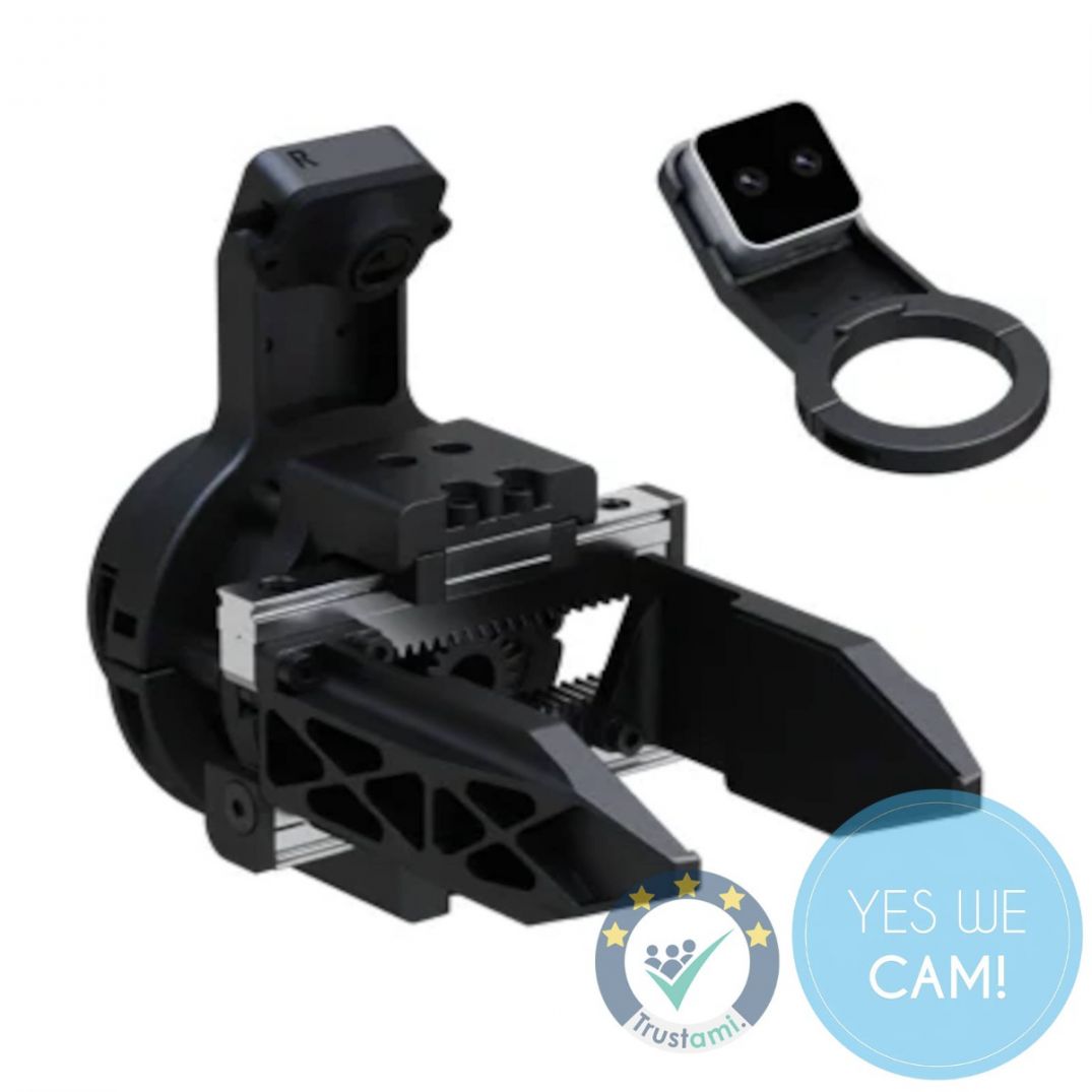 Unitree H2 Dex 1-1 Gripper Flagship Version links mit abgesetztem Kameramodul in der Produktansicht