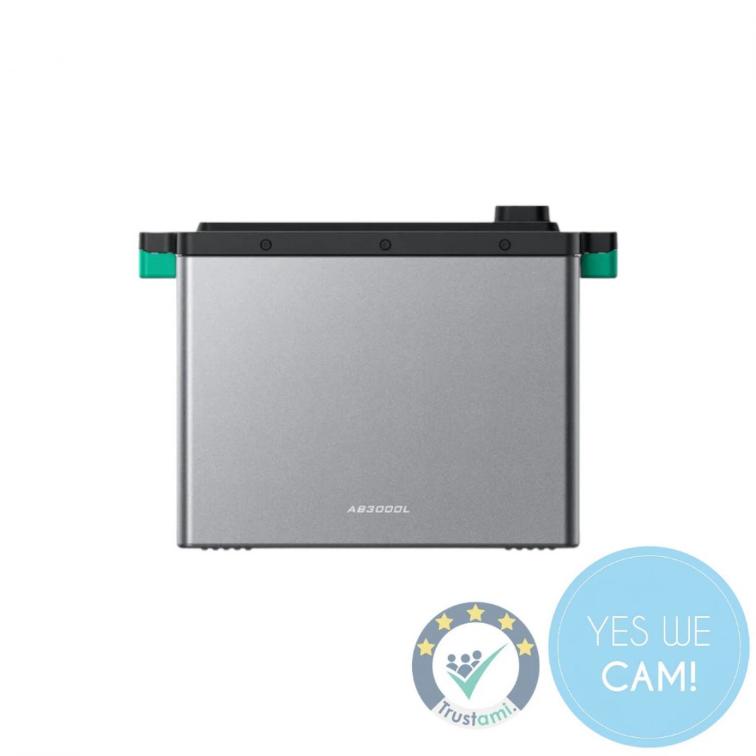 Zendure SolarFlow AB3000L Zusatzbatterie in Frontansicht mit kompaktem Gehäuse und grün-schwarzen Designelementen für Balkonkraftwerk Energiespeicher Systeme