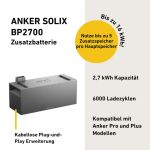 Anker SOLIX BP2700 Zusatzbatterie mit 2,7 kWh Kapazität, 6000 Ladezyklen und Plug-and-Play-Erweiterung