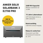 Anker SOLIX Solarbank 3 E2700 Pro mit 2688 Wh Kapazität, 800 W Wechselrichter und IP65 Schutz