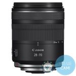 Canon RF 28-70mm F2.8 IS STM in dynamischer Perspektive – lichtstarkes Standardzoom für kreative Vollformat-Fotografie Logo.