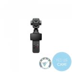 DJI Osmo Pocket 4P Vlog Combo in Frontansicht mit Dual-Kamera, 3-Achsen-Gimbal und drehbarem Touchscreen