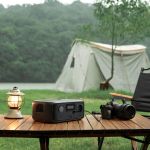 EcoFlow RIVER 3 UPS portable power station at campsite