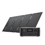 EcoFlow RIVER 3 UPS with portable solar panel angled view
