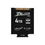 Exascend ZBlade 4TB Pro NVMe SSD für Z CAM E2-F6 Pro, tragbarer 6K Aufnahmespeicher mit 4TB Kapazität und 20 Gbps USB Anschluss, Produktansicht schwarz