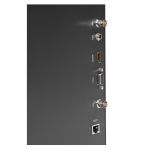 Ikan Aura 19" PoE++ NDI Teleprompter Detailansicht der Anschlüsse mit SDI, HDMI, RJ45-Netzwerk und PoE++ Schnittstellen