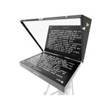 Ikan Aura 19" PoE++ NDI Teleprompter Travel Kit Detailansicht der Anschlüsse des Aura 19" Teleprompters mit NDI- und PoE++-Funktionen