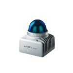 Livox Mid360S 3D-LiDAR-Sensor in seitlicher Produktansicht mit silbernem Gehäuse und blauem Sensordom