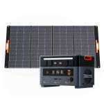 Oscal PM400 Solarpanel vollständig ausgeklappt in Frontansicht mit vier Panel-Segmenten und robuster Rahmenkonstruktion