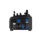 RGBlink mini ISO im mobilen Livestream-Setup mit Mikrofon und PTZ-Kamera verbunden
