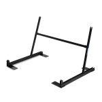 SUNSHARE Ray Halterung mit montiertem schwarzem Solarmodul in Schrägansicht für Garten- und Flachdachmontage 