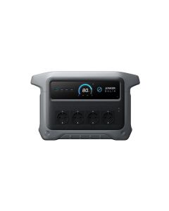 Anker Solix C1000X GEN 2 Powerstation in gerader Frontansicht mit eingeschaltetem Statusdisplay