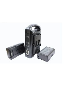 Axcom V-Mount Ladegerät + 2 U-SVLO-190 Akkus