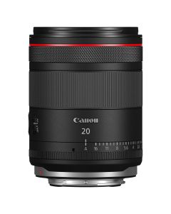 Canon RF 20mm F1.4 L VCM Ultraweitwinkel-Objektiv in Frontansicht – lichtstarke 20 mm Hybrid-Festbrennweite für EOS R Vollformatkameras.