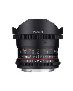 Samyang 12mm T3.1 VDSLR Fisheye Objektiv für Canon EF Vorderansicht