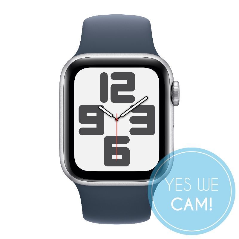 Apple Watch SE Aluminium Cellular 44mm Silber (Sportarmband sturmblau) S/M Uhr